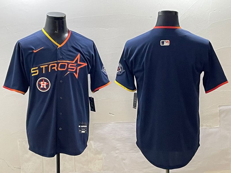 Men Houston Astros Blank Drak Blue Three generations Joint Name 2025 Nike MLB Jersey style 4